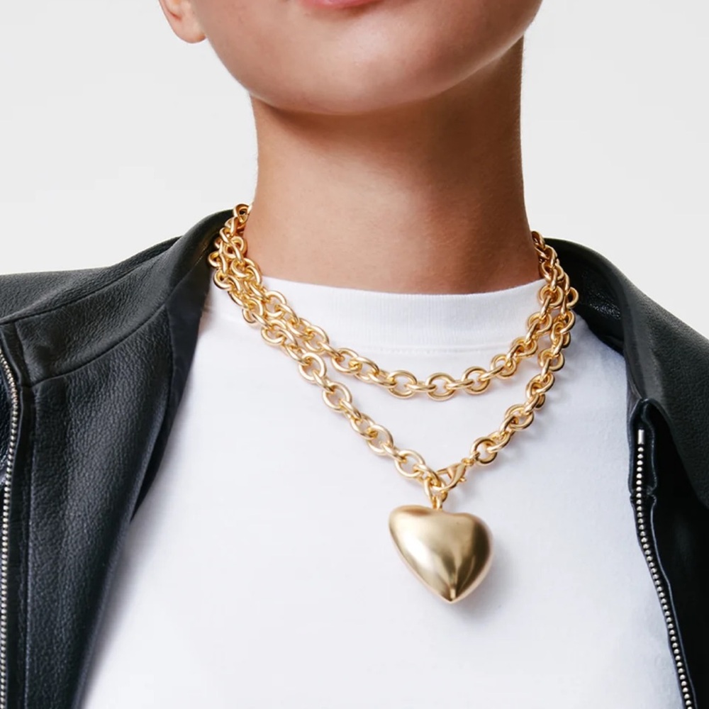 Roxanne Assoulin Puffy Heart Necklace in Gold